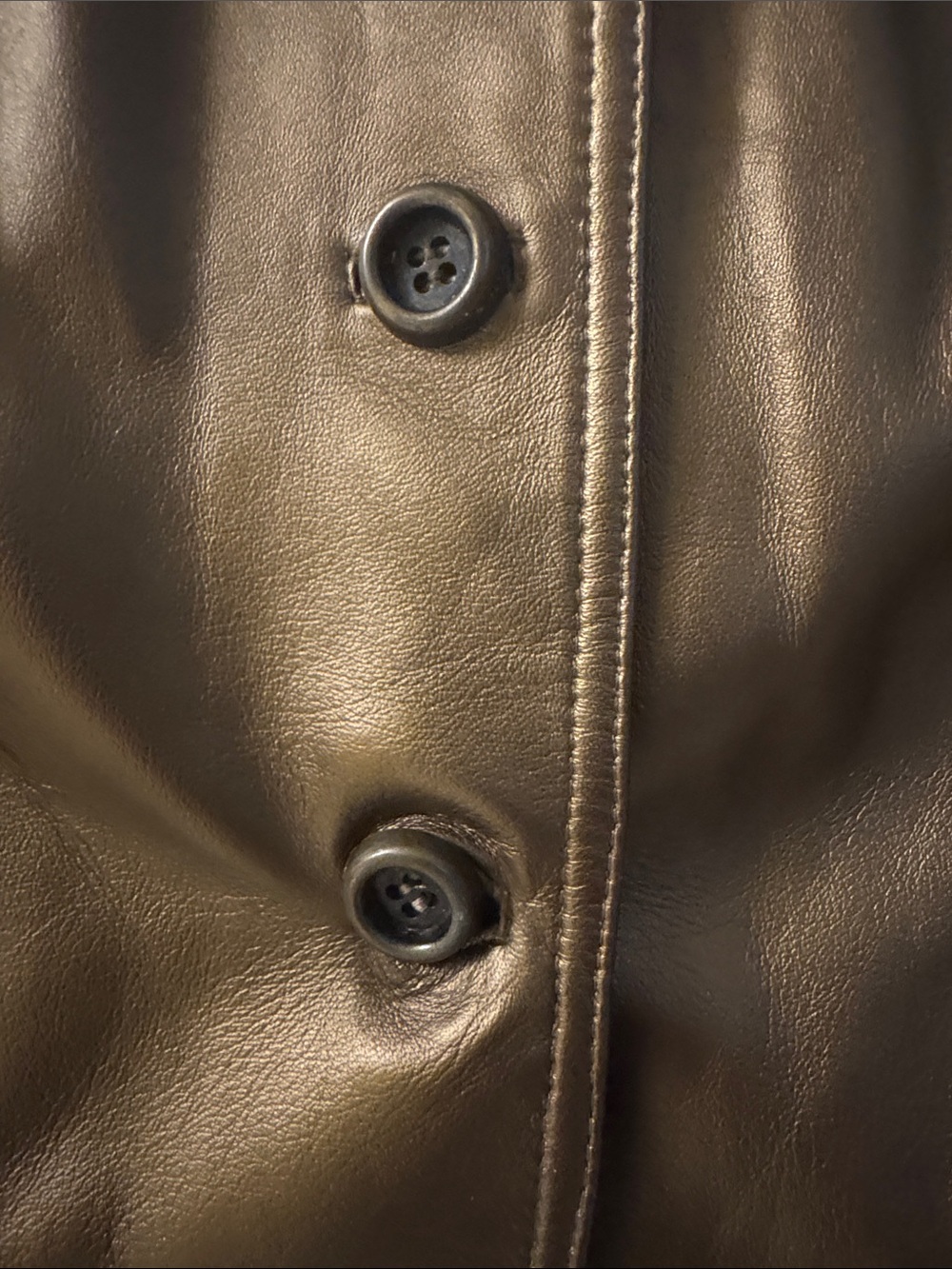 Cache Metallic Bronze Leather Button-Front Jacket - Picture 5 of 11